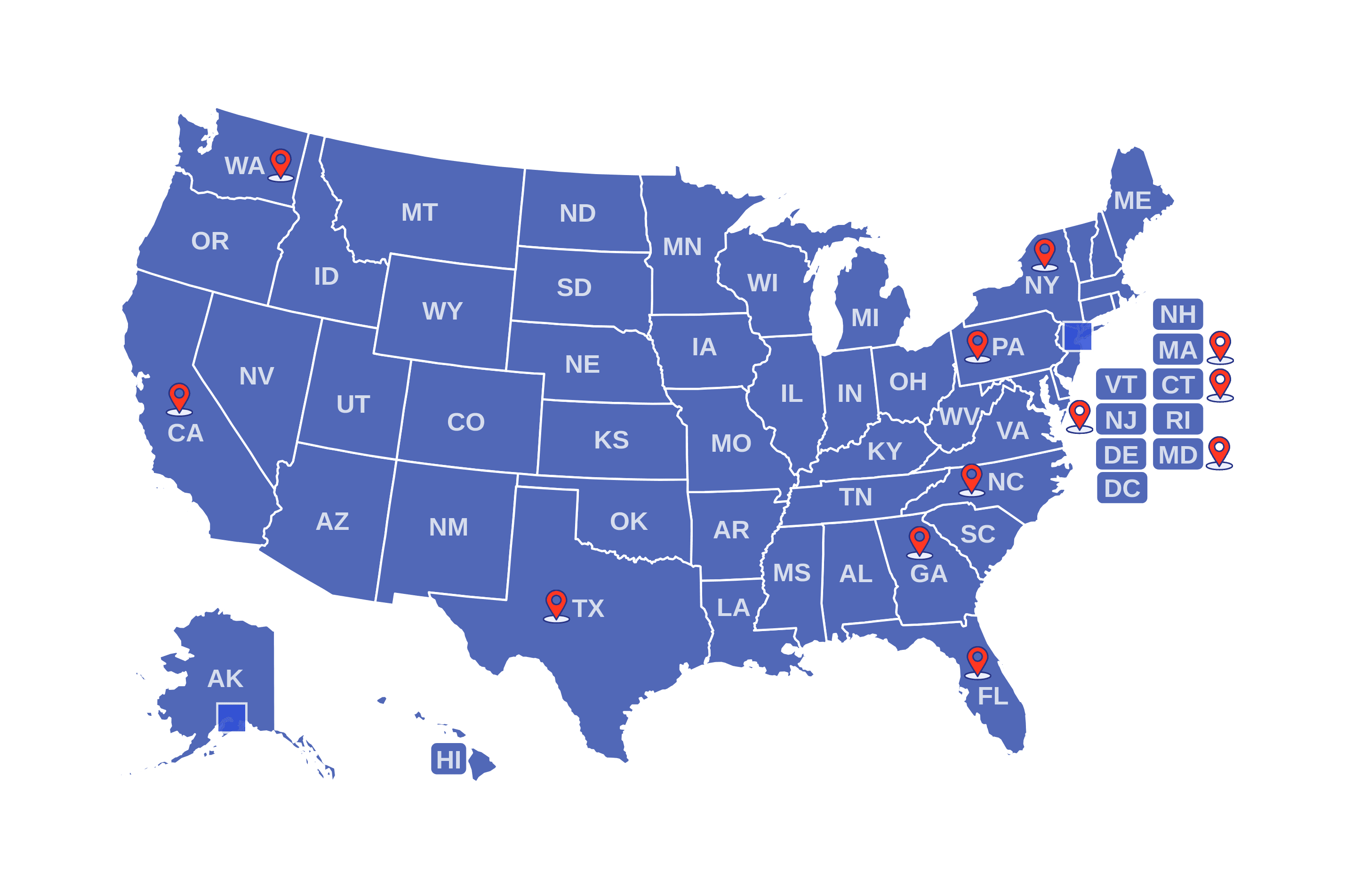 Newmark service areas across the United States